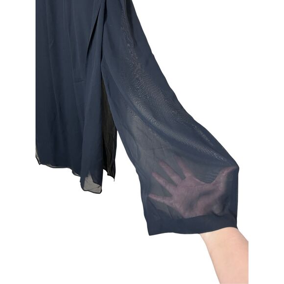 Vintage 80s 90s Cache Black Chiffon Overlay Wide Leg High Waist Pants Size 2 - Picture 9 of 10
